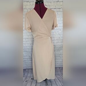 Everly Elegant Cream Wrap Dress